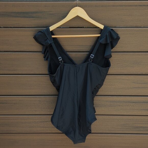 Women's Stylish Black Tummy Control One Piece Swimsuit - Size XL NWT - Picture 4 of 8
